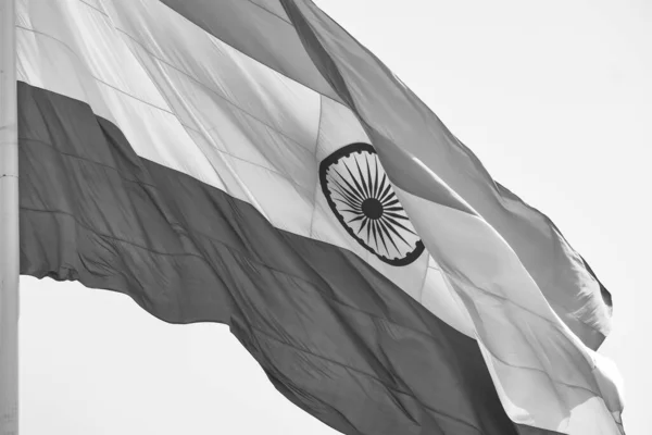 Indien Flagga Som Seglar Connaught Place Med Stolthet Blå Himmel — Stockfoto