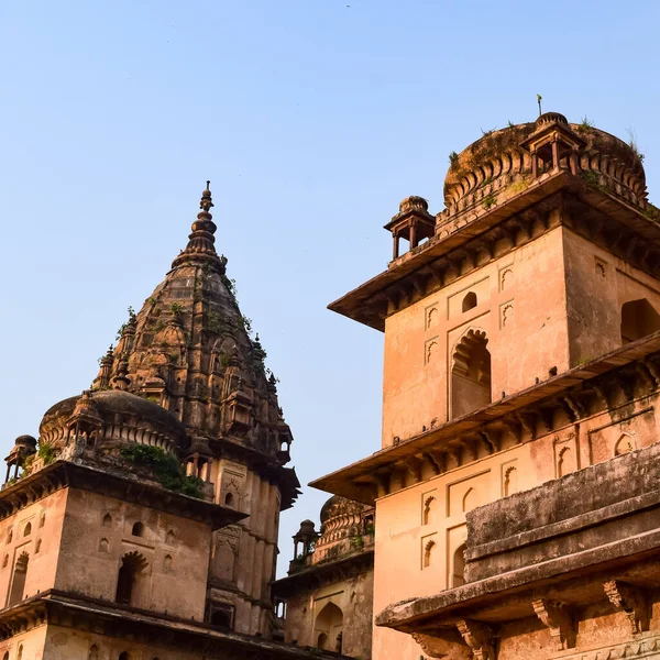 Morgendämmerung Der Königlichen Zenotaphs Chhatris Von Orchha Madhya Pradesh Indien — Stockfoto