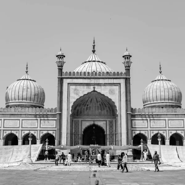 Delhi India Április 2022 Azonosítatlan Indiai Turista Látogatja Jama Masjid — Stock Fotó