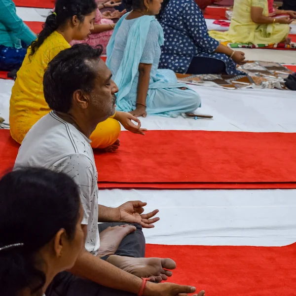 Nueva Delhi India Junio 2022 Sesión Ejercicios Yoga Grupo Para — Foto de Stock