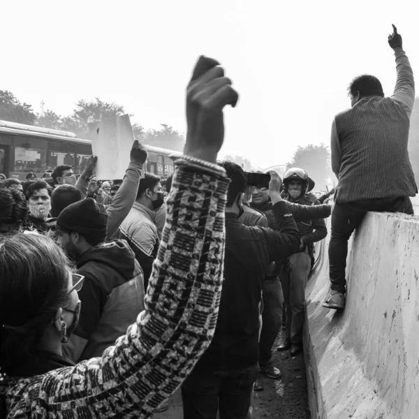 Delhi Índia Dezembro 2021 Professores Convidados Contratuais Delhi Com Cartazes — Fotografia de Stock