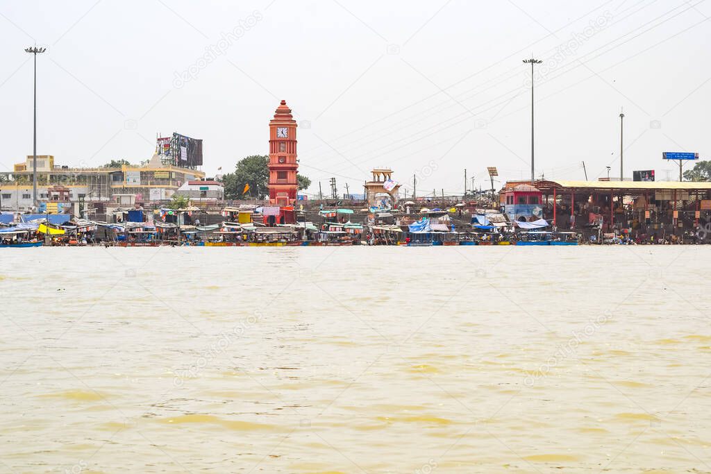 Ganga as seen in Garh Mukteshwar, Uttar Pradesh, India, River Ganga is believed to be the holiest river for Hindus, A view of Garh Ganga Brij ghat which is very famous religious place for Hindus
