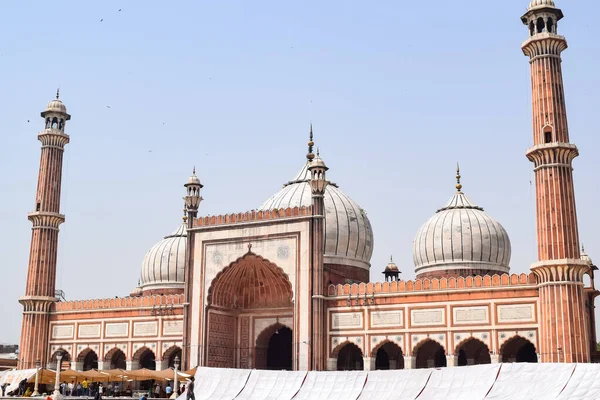 Architektonický Detail Jama Masjid Mešity Staré Dillí Indie Velkolepá Architektura — Stock fotografie