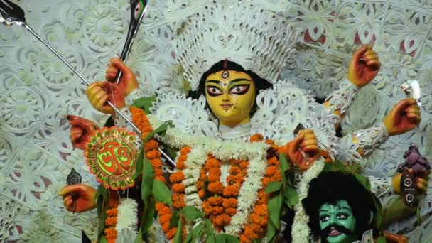 Bogini Durga Tradycyjnym Spojrzeniem Bliska South Kalkuta Durga Puja Durga — Wideo stockowe