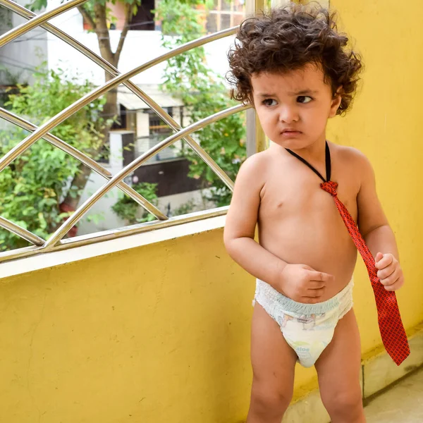 Cute Little Boy Shivaay Home Balcony Summer Time Sweet Little — Stock Photo, Image