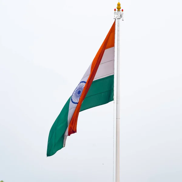 Індійський Прапор Летить Високо Коннот Плейс Гордістю Блакитного Неба Індійський — стокове фото