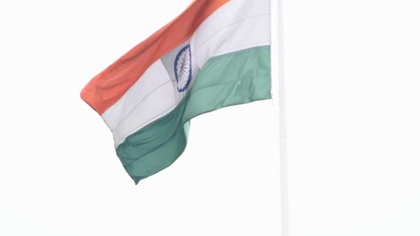 India Flag Flying High Connaught Place Pride Blue Sky India — Stock Video