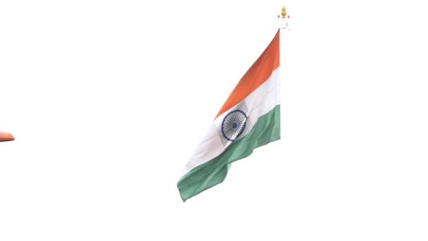 India Flag Flying High Connaught Place Pride Blue Sky India — Wideo stockowe