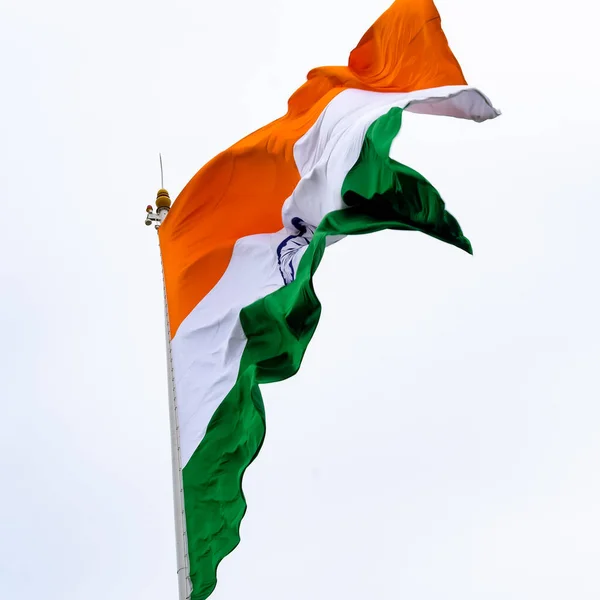 India Flag Flying High Connaught Place Pride Blue Sky India — ストック写真