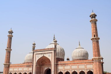 Jama Mescidi Camii 'nin mimari detayları, Eski Delhi, Hindistan, Büyük Cuma Camii' nin (Jama Mescid) muhteşem mimarisi, Hindistan 'ın en önemli camii olan Ramzan sezonu sırasında Delhi 6.
