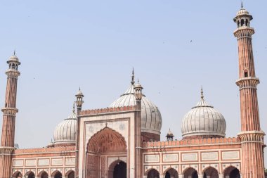 Jama Mescidi Camii 'nin mimari detayları, Eski Delhi, Hindistan, Büyük Cuma Camii' nin (Jama Mescid) muhteşem mimarisi, Hindistan 'ın en önemli camii olan Ramzan sezonu sırasında Delhi 6.