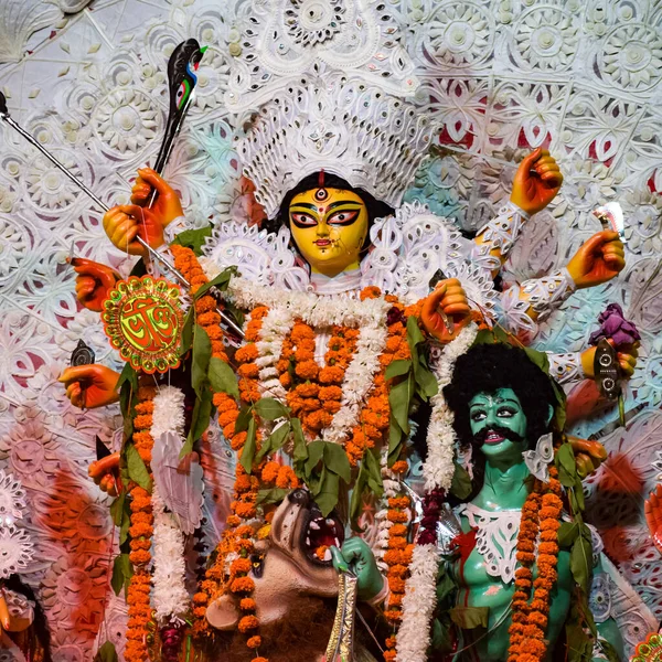 Tanrıça Durga Hindistan Büyük Hindu Navratri Festivali Olan Güney Kolkata — Stok fotoğraf