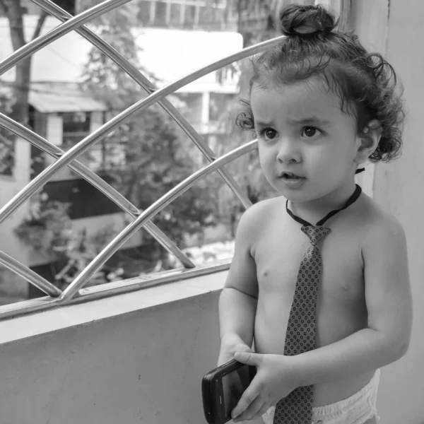 Cute Little Boy Shivaay Sapra Home Balcony Summer Time Sweet — Φωτογραφία Αρχείου