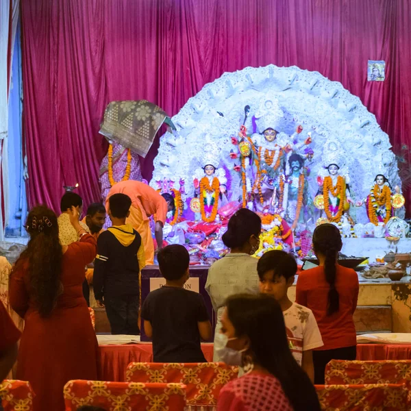 Kolkata India Septiembre 2021 Diosa Durga Con Mirada Tradicional Primer —  Fotos de Stock