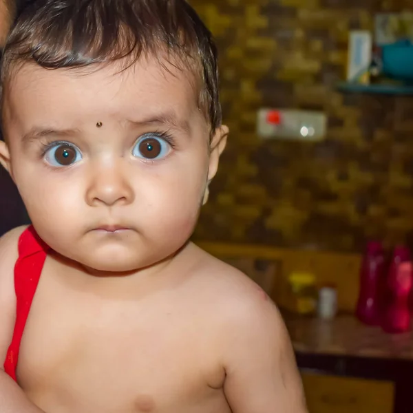 Симпатичный Индийский Ребенок Одетый Маленький Господь Кришна Случаю Фестиваля Радха — стоковое фото