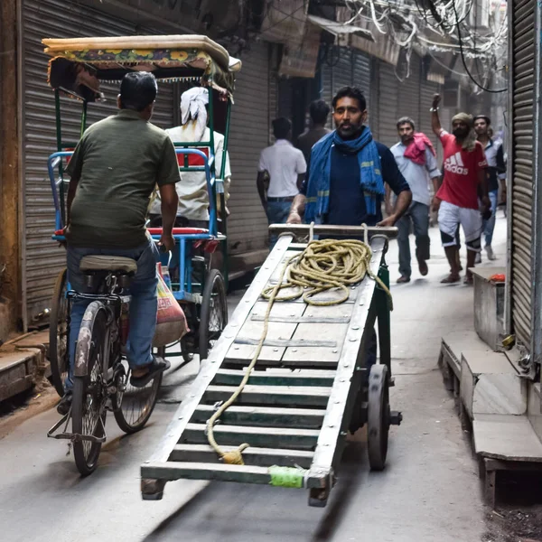 Old Delhi India April 2022 Unidentified Group Men Walking Streets — 스톡 사진