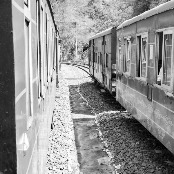 Toy Train Movendo Encosta Montanha Bela Vista Uma Montanha Lateral — Fotografia de Stock