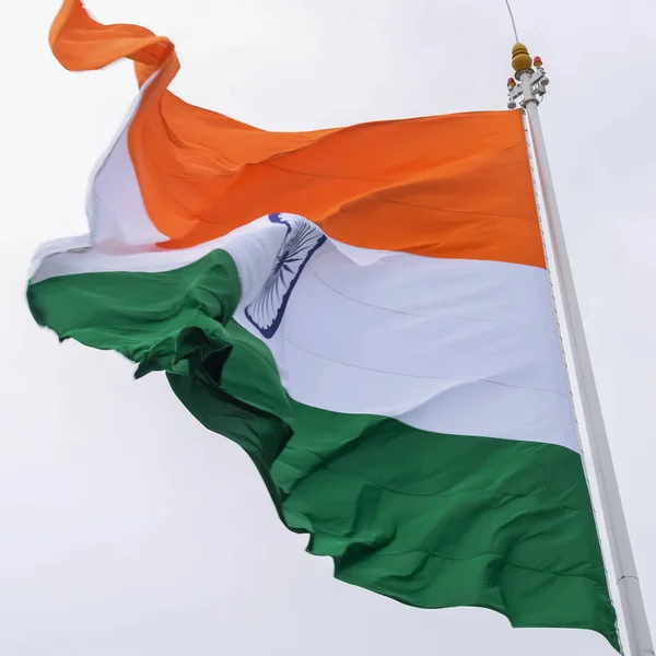 India Flag Flying High Connaught Place Pride Blue Sky India — Stock fotografie