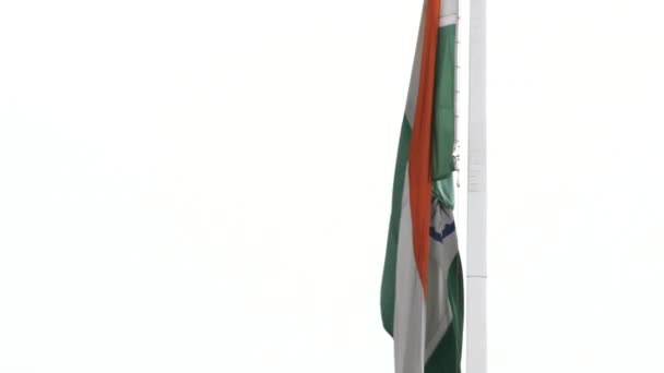 India Flag Flying High Connaught Place Pride Blue Sky India — Stock Video