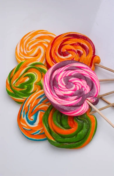Lollipops Colorful Handmade Lollipops White Background — Stock Photo, Image