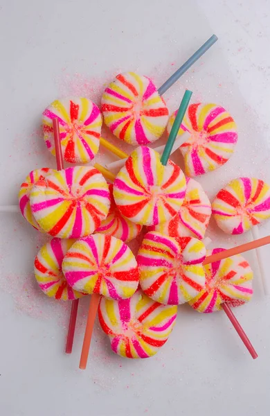 Lollipops Colorful Handmade Lollipops White Background — Stock Photo, Image