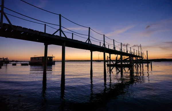 Pier Bei Sonnenuntergang Jacare Strand Cabedelo Der Nähe Von Joao — Stockfoto