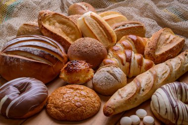 Ekmek. Çeşitli Brezilya ekmekleri türleri. Fırın ürünleri.