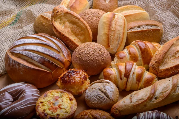 Pieczywo Różne Rodzaje Brazylijskich Chlebów Produkty Piekarnicze — Zdjęcie stockowe