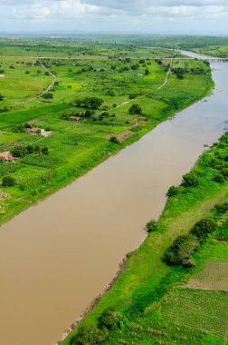 2 Temmuz 2008 'de Brezilya, Paraiba, Sobrado' daki Paraiba Nehri 'nin ırmak ormanını ilerletir ve temizler. Hava görünümü.