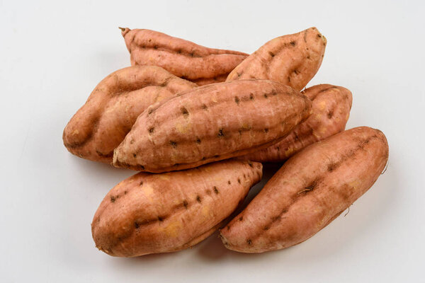 Sweet Carrot Potatoes Isolated White Background Stock Photo