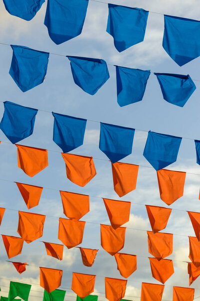 Saint John party colorful flags. Traditional festivities that take place in the month of June in the Northeast Region of Brazil. — Stock Image Saint John Party Colorful Flags Traditional Festivities Take Place Month Stock Photo