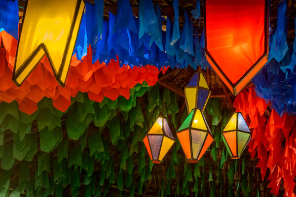 Colorful Flags Decorative Balloon Saint John Party Which Takes Place Stock Photo