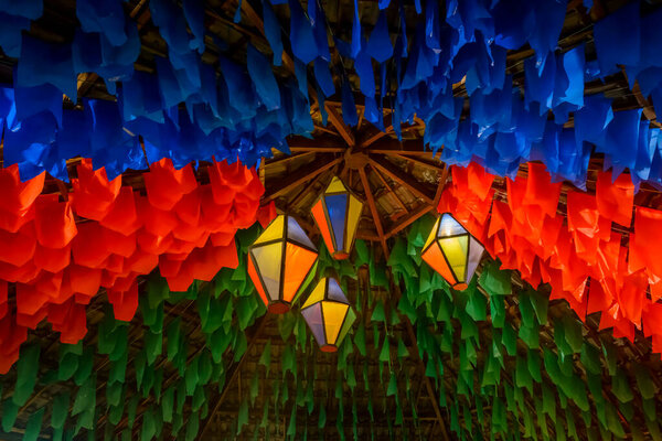 Colorful Flags Decorative Balloon Saint John Party Which Takes Place Stock Image