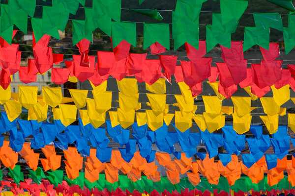 Saint John Party Colorful Flags Traditional Festivities Take Place Month Stock Picture