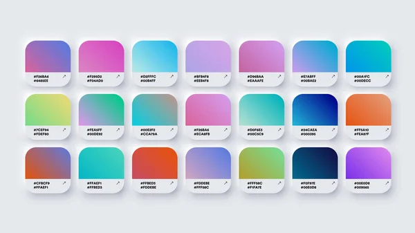 Gradiente de muestras de catálogo de paleta de colores en RGB o HEX Pastel y Neón — Vector de stock