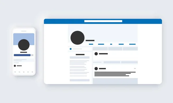 Masaüstü ve Telefon için Sosyal Medya Arkaplanı. Vektör İllüstrasyonu