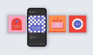 Sosyal Medya Şablon Sunumu. Vektör İllüstrasyonu