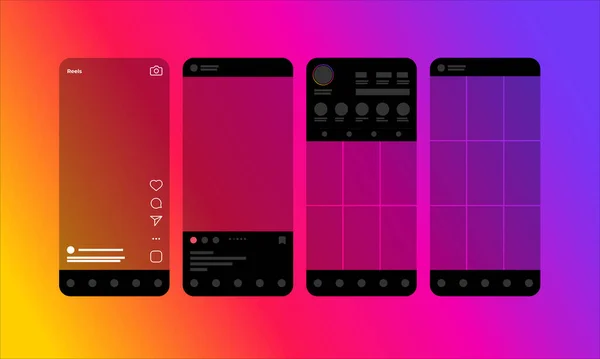 Sosyal medya için şablon ekran arayüzü uygulaması. Mockup Frame Tasarımı. Sosyal medya konsepti. Vektör İllüstrasyonu. EPS 10. Vektör İllüstrasyonu