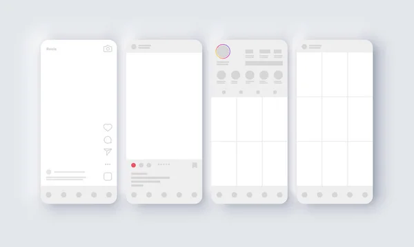 Sosyal medya için şablon ekran arayüzü uygulaması. Mockup Frame Tasarımı. Sosyal medya konsepti. Vektör İllüstrasyonu. EPS 10. Vektör İllüstrasyonu