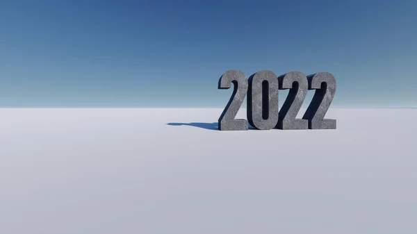 3D渲染2022年文本在地板上的图像 天空和背景模型 — 图库照片