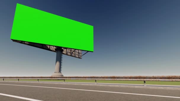 Otobanın Yanındaki Reklam Panosunun Boyutlu Portresi Yeşil Ekran Reklam Panosu — Stok video