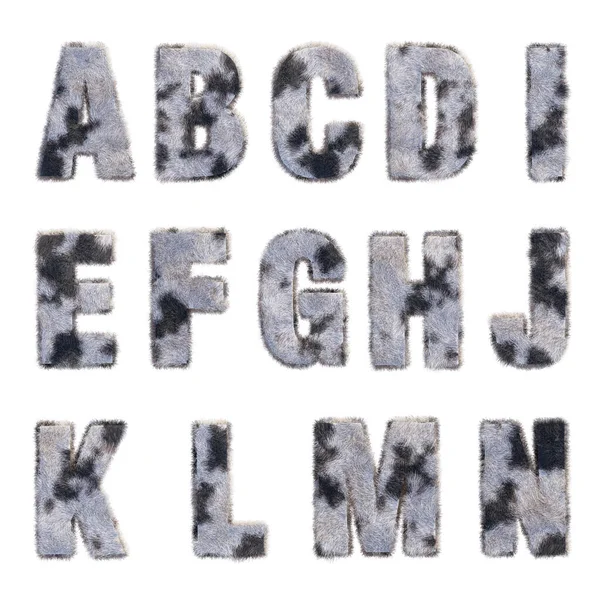 Isolated Enlish Alphabet White Black Fur Transparent Background — Stock Fotó