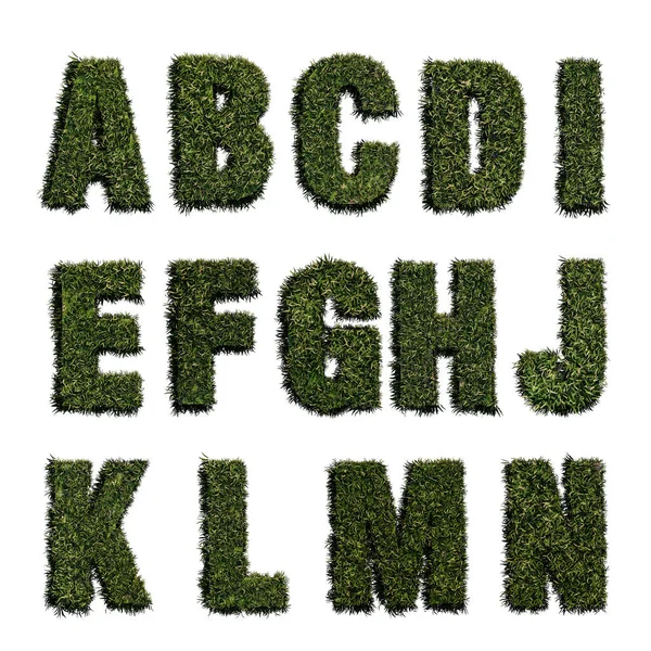 Isolated Enlish Alphabet Green Grasses Transparent Background — ストック写真