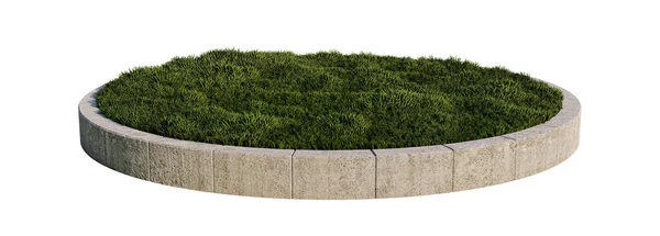 Rendering Image Brick Edging Grasses Field — ストック写真