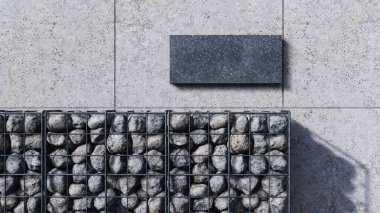 A 3d rendering image of metal blank sign on cracked concrete wall.