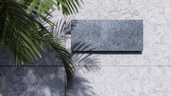 Rendering Image Metal Blank Sign Cracked Concrete Wall ストック画像