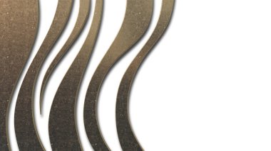 A 3d rendering image of many curved golden concrete wall.