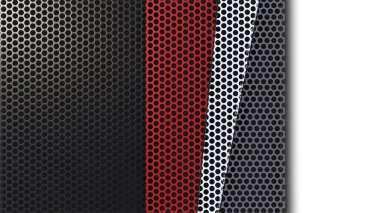 A 3d rendering image of colorful metal mesh plate on white background.