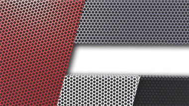A 3d rendering image of colorful metal mesh plate on white background.