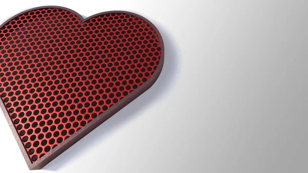 Rendering Image Heart Sign Made Steel Steel Wire Mesh — 图库照片